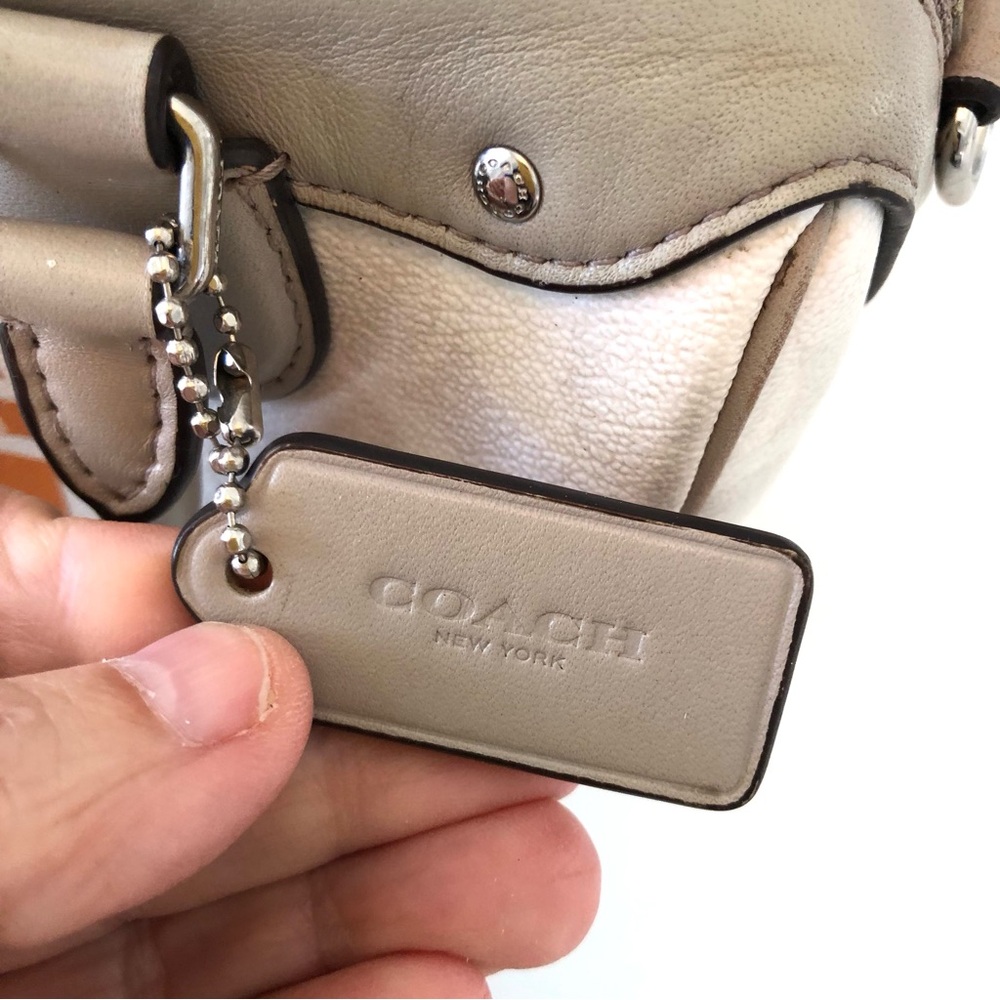 Coach Varsity Stripe Mini Bennett Satchel & Wristlet Cream Orange Yellow F38401 - Picture 9 of 17